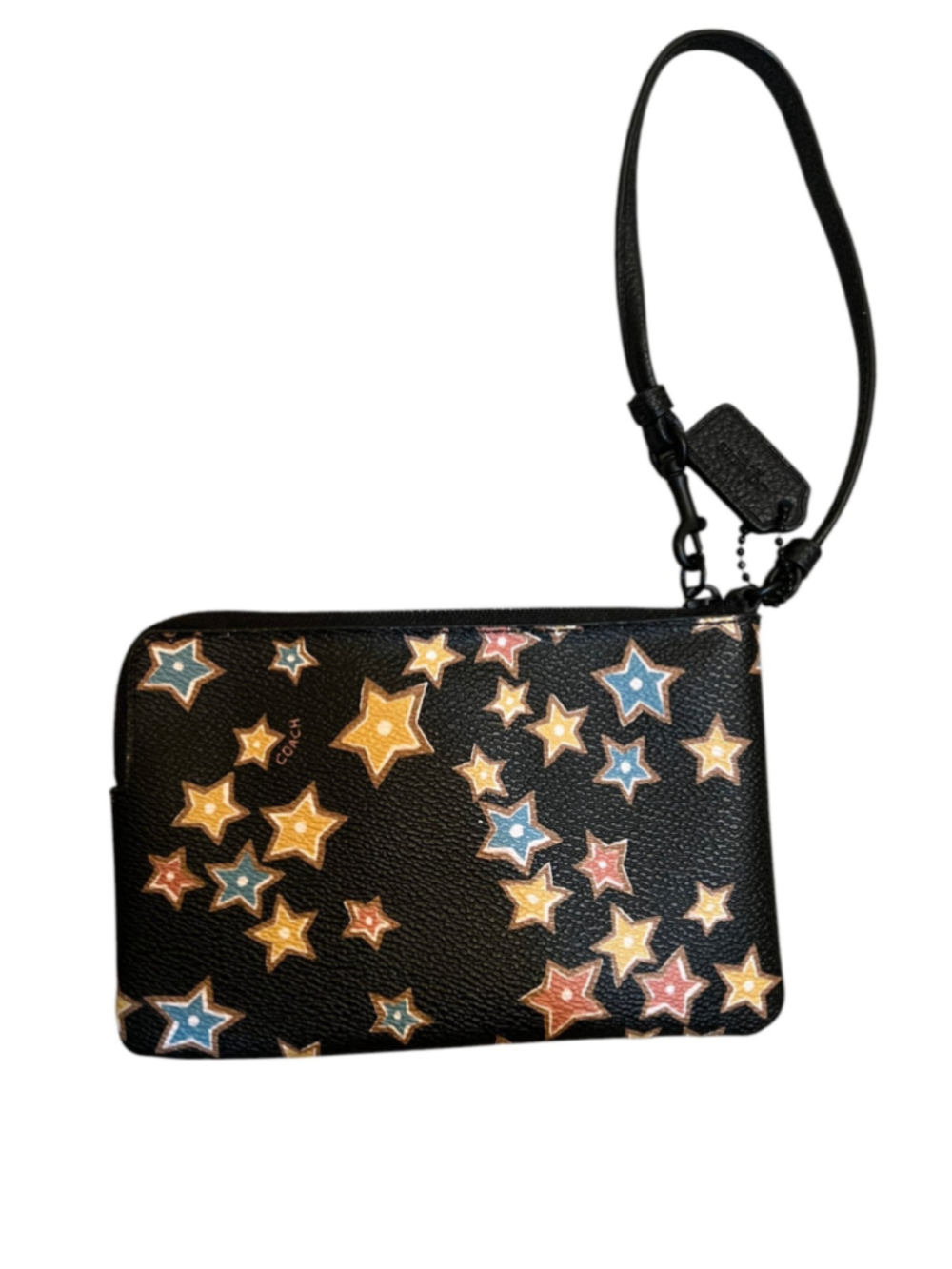 Coach Star Print Corner Zip Small Wristlet Black Colorful Holder 12058 - Picture 7 of 7